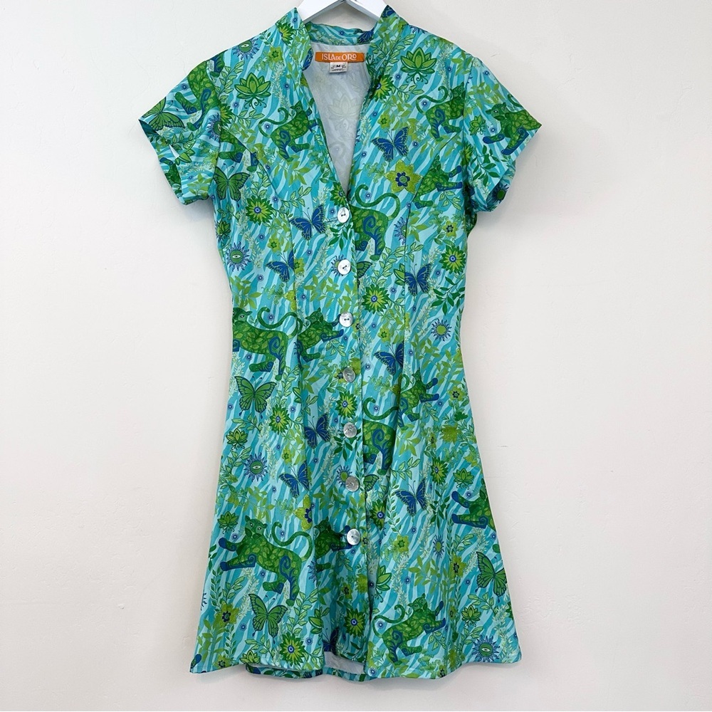 Isla De Oro Whimsical Printed Mini Dress